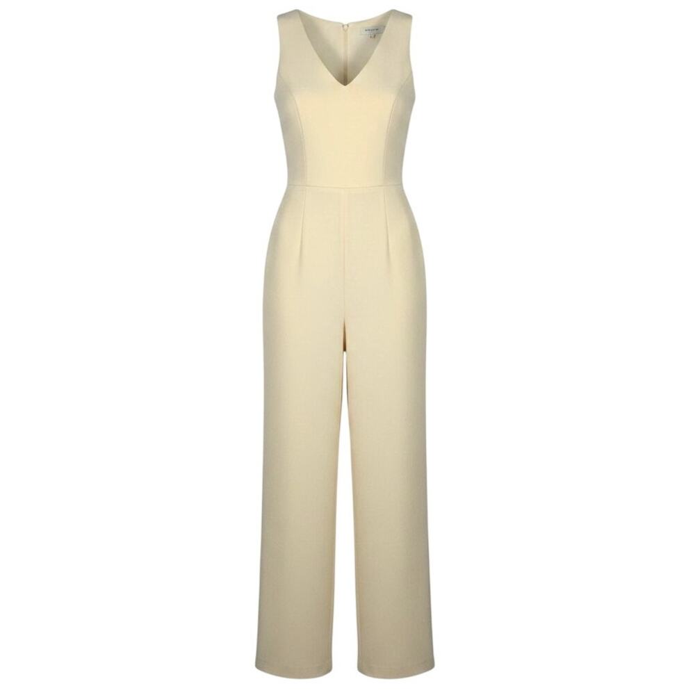 Dress the Population Sandra Jumpsuit Women's Large Cream Sleeveless NWT READ